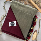 Indupriyaa Maroon Nd Chiku Handloom Khadi Cotton Saree